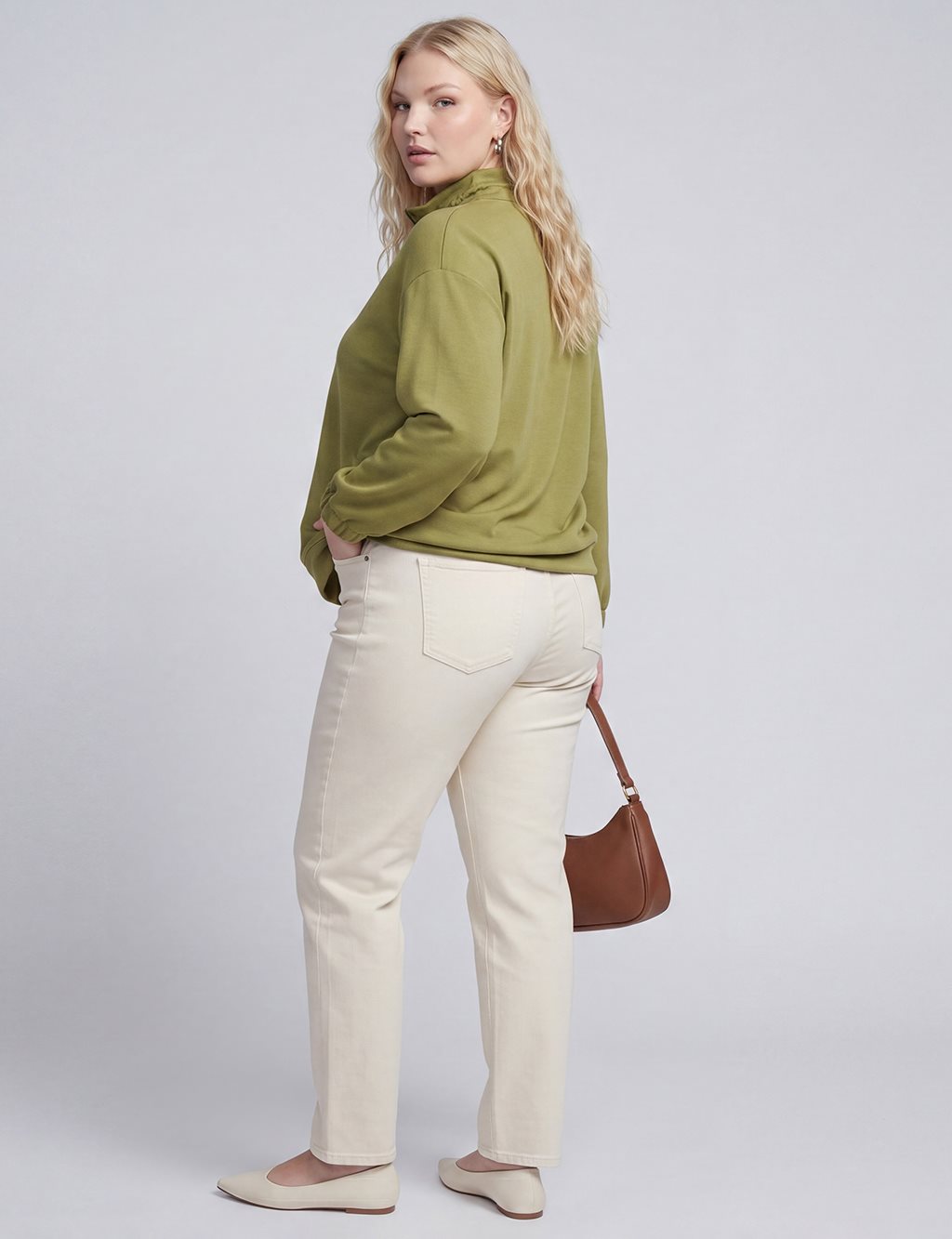 Stand Collar Modal Sweatshirt Matcha Green
