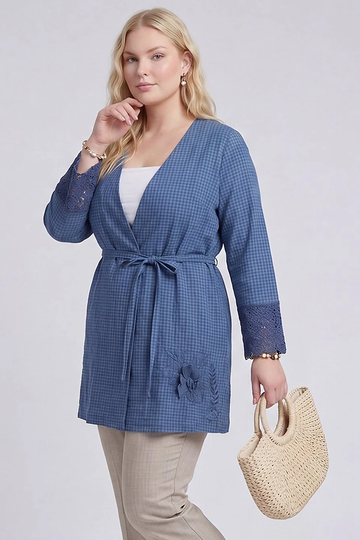 Belted Textured Throw-On Indigo