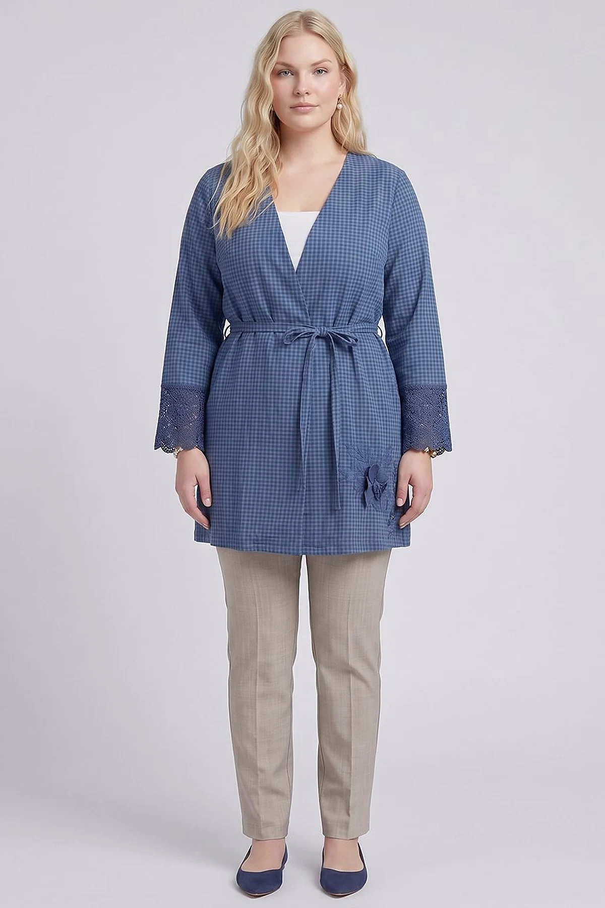 Belted Textured Throw-On Indigo