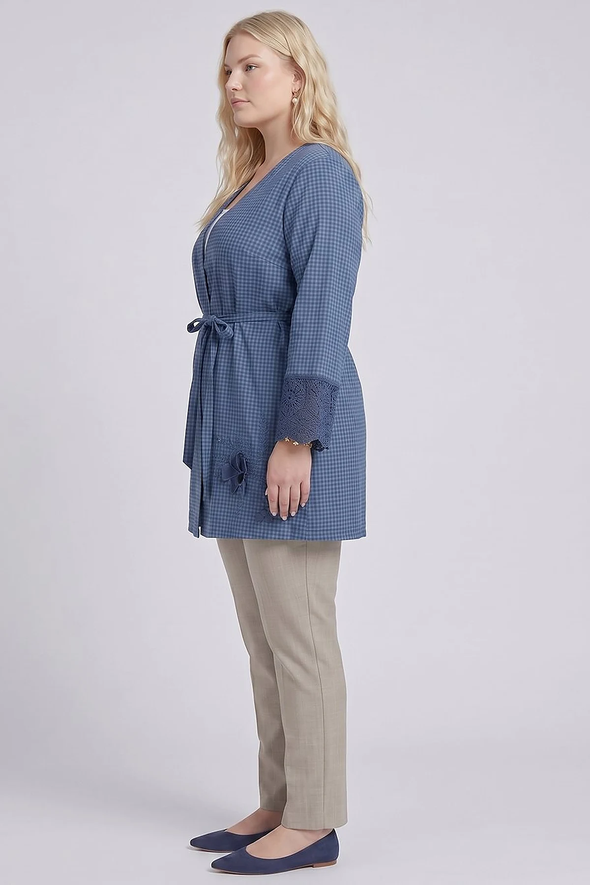 Belted Textured Throw-On Indigo