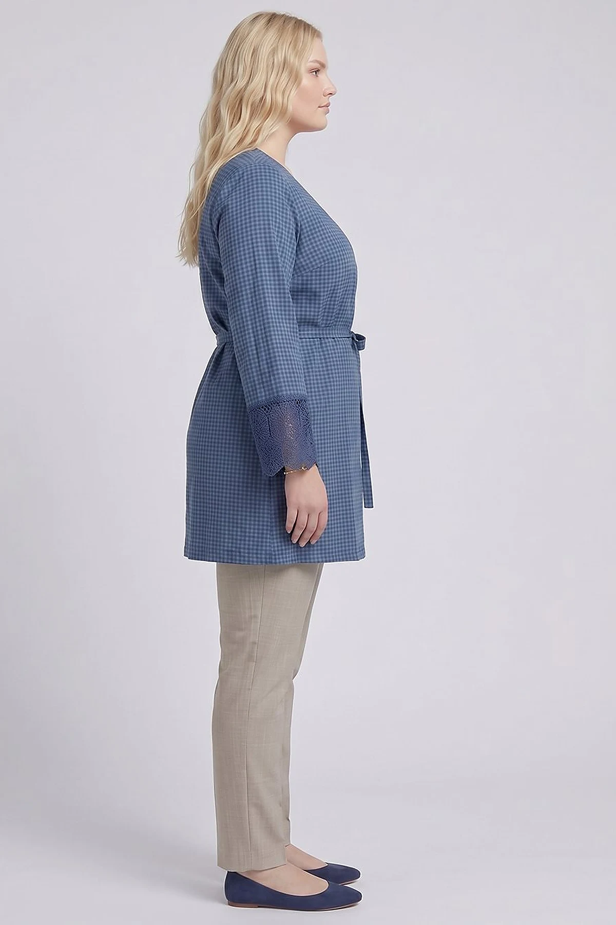 Belted Textured Throw-On Indigo