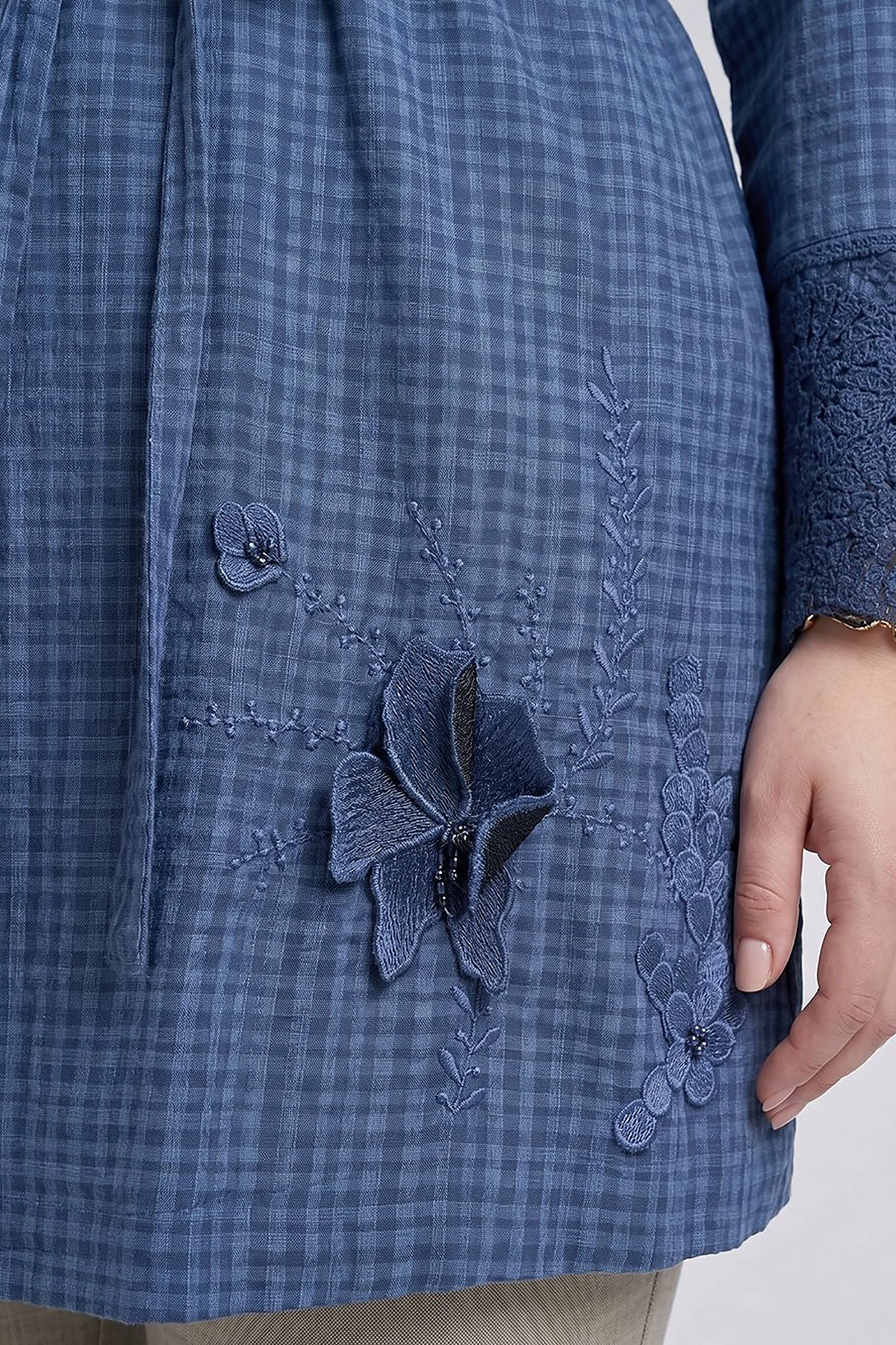 Belted Textured Throw-On Indigo
