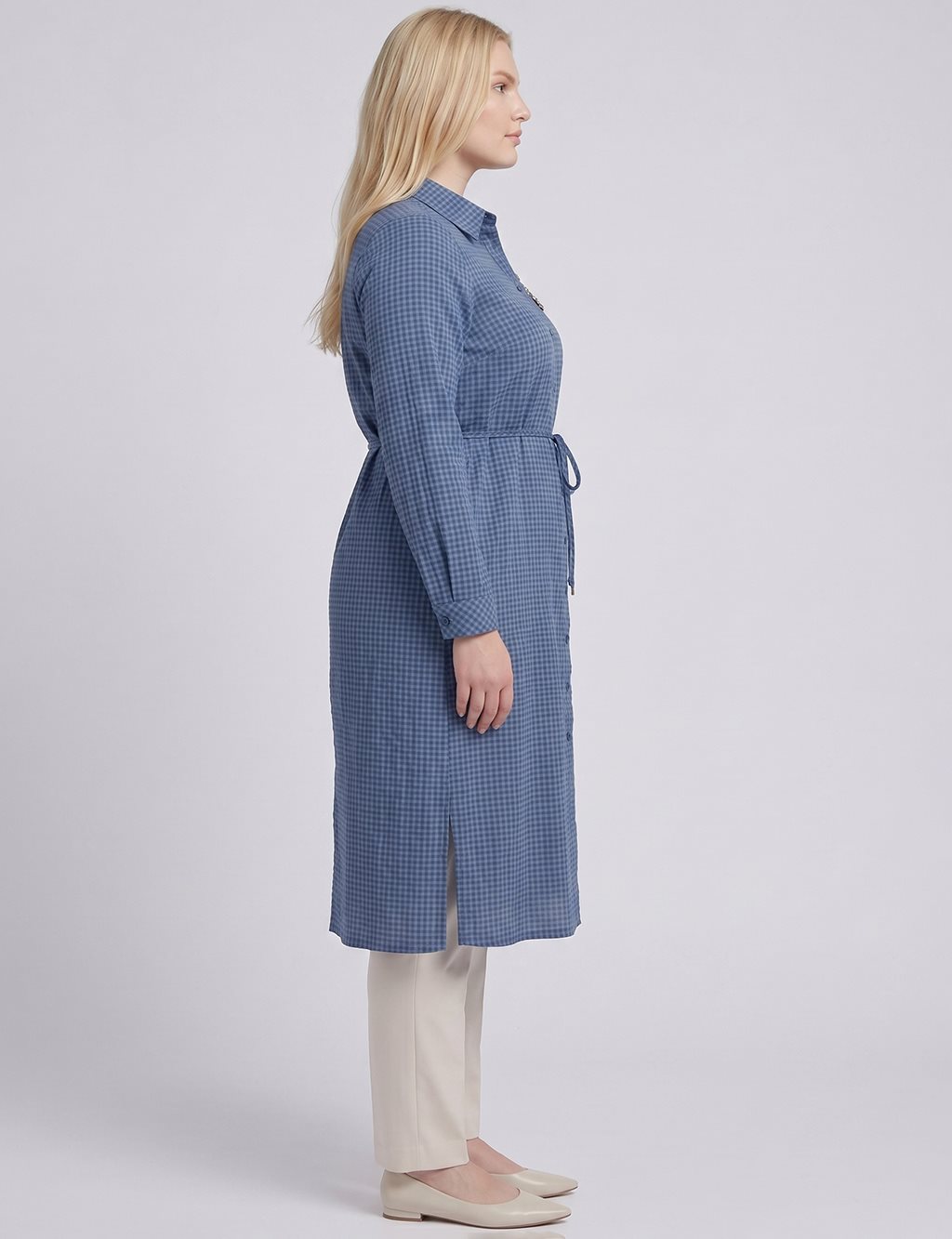Embroidered Textured Tunic Indigo