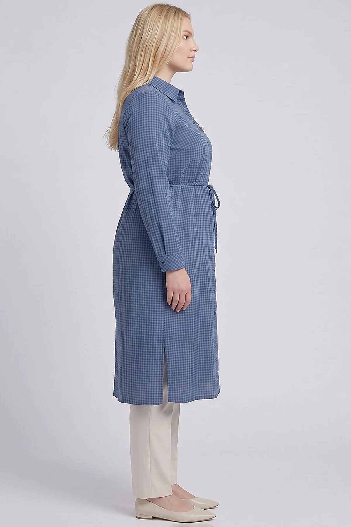 Embroidered Textured Tunic Indigo
