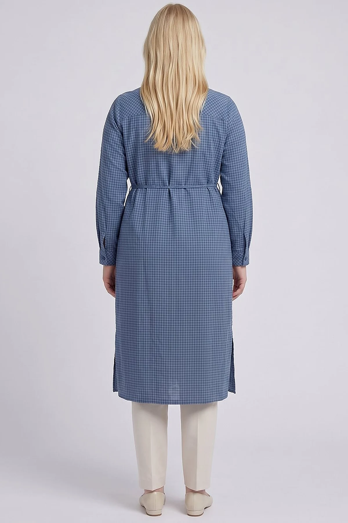 Embroidered Textured Tunic Indigo