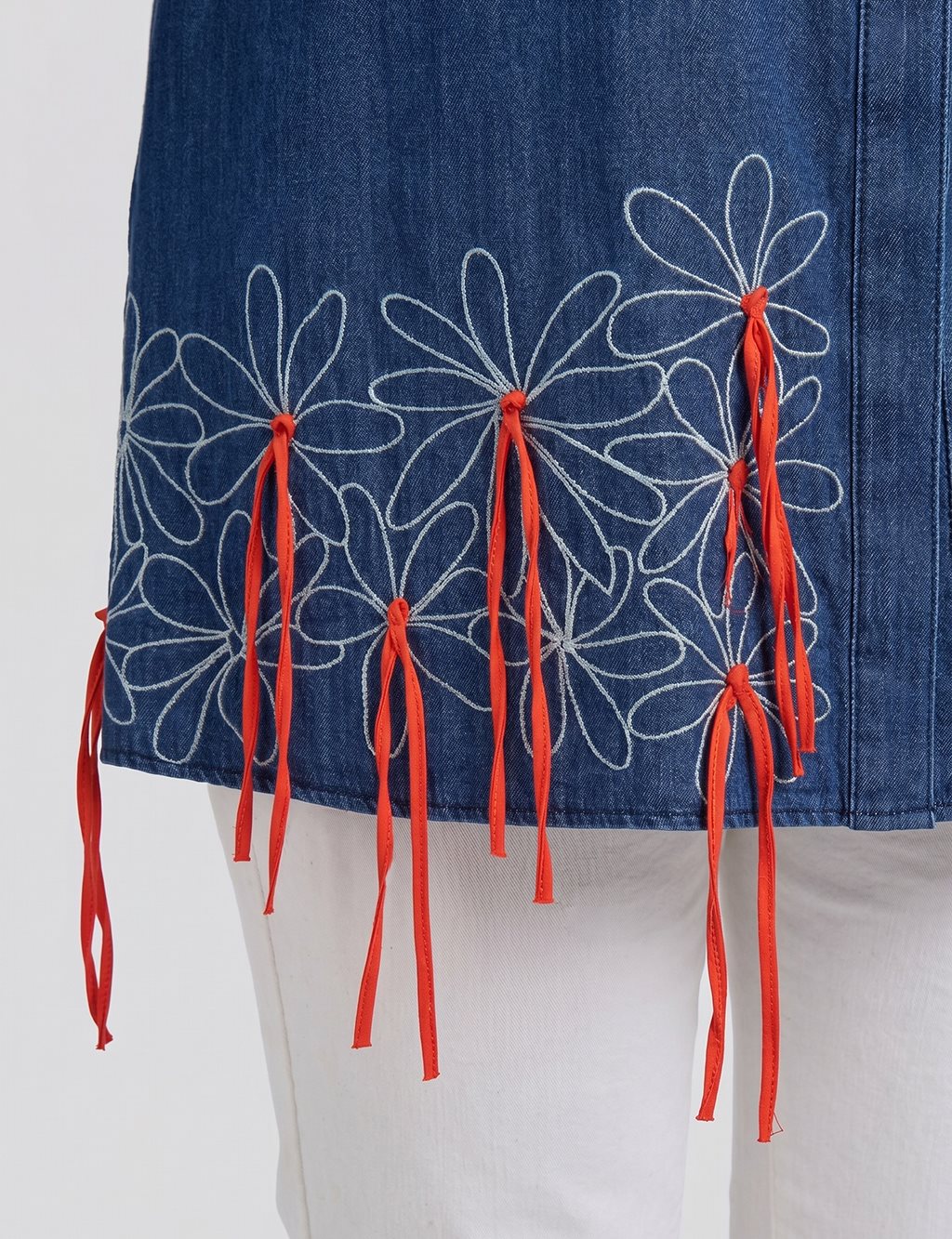 Embroidered Denim Tunic Indigo