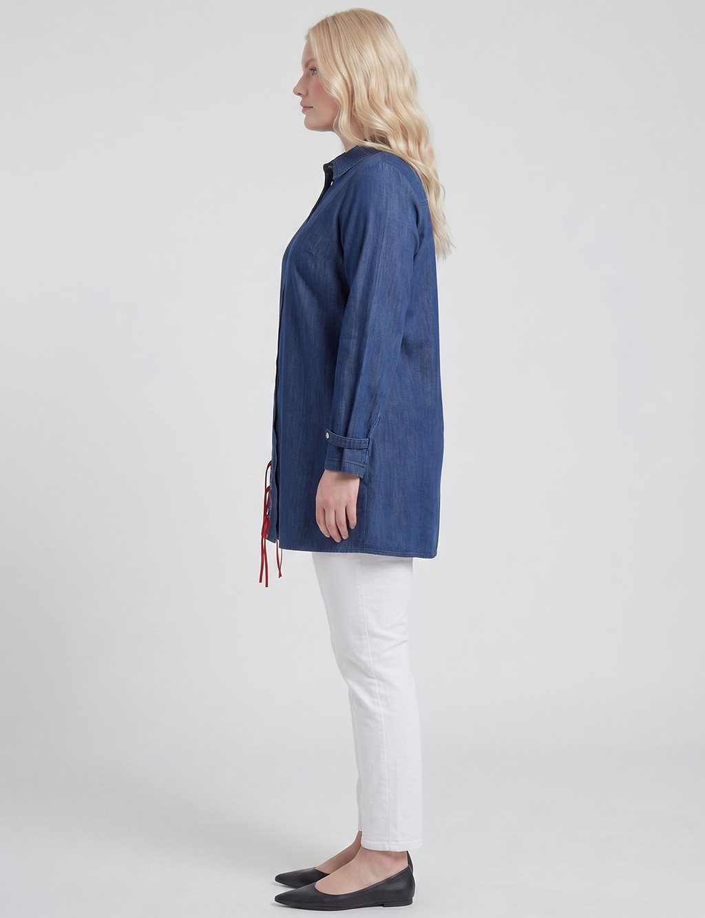Embroidered Denim Tunic Indigo