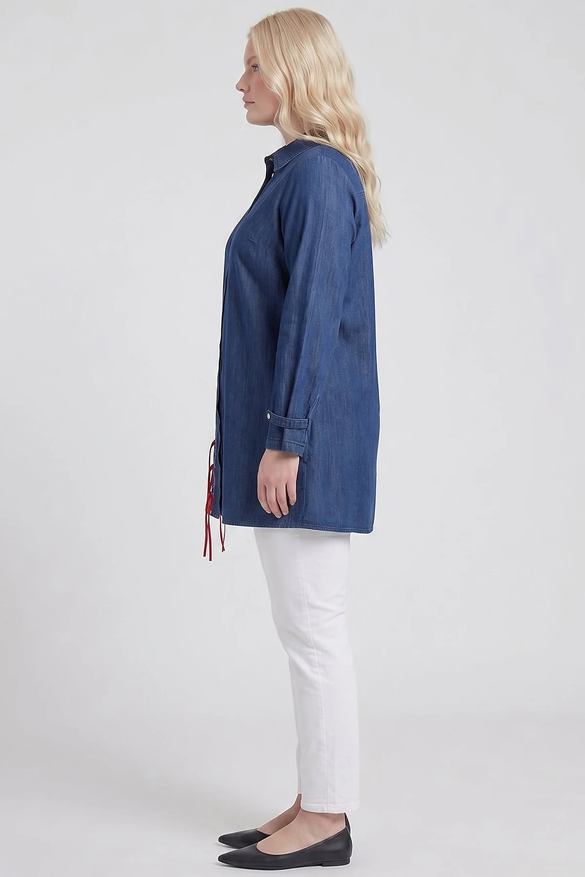 Embroidered Denim Tunic Indigo