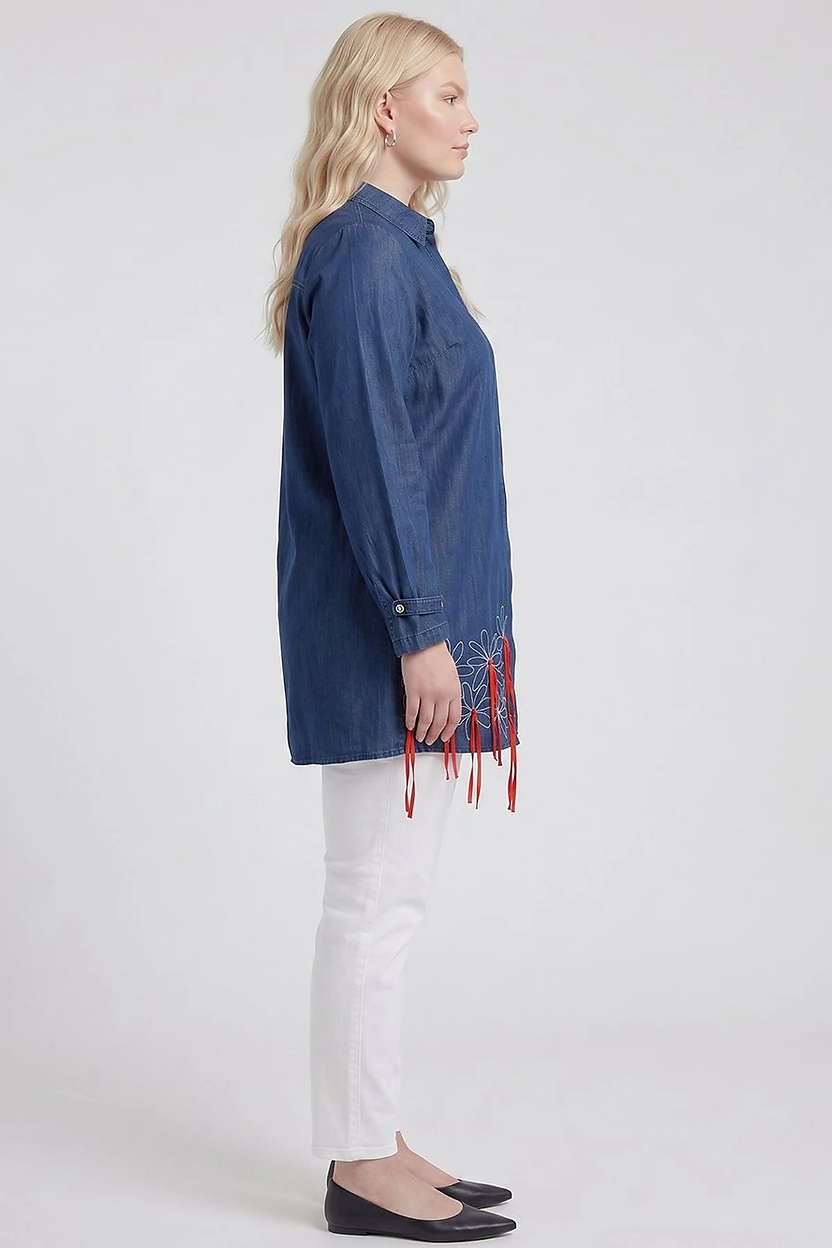Embroidered Denim Tunic Indigo
