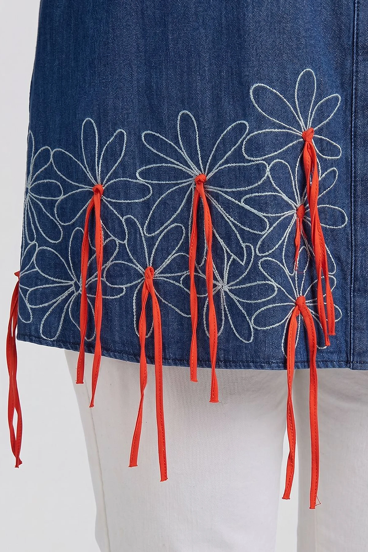 Embroidered Denim Tunic Indigo