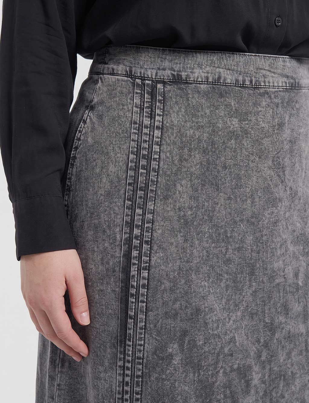 Dikiş Detaylı Denim Etek Antrasit