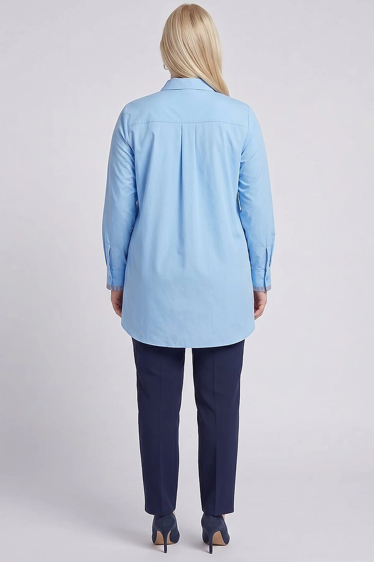Embroidered Appliqué Cotton Tunic Blue