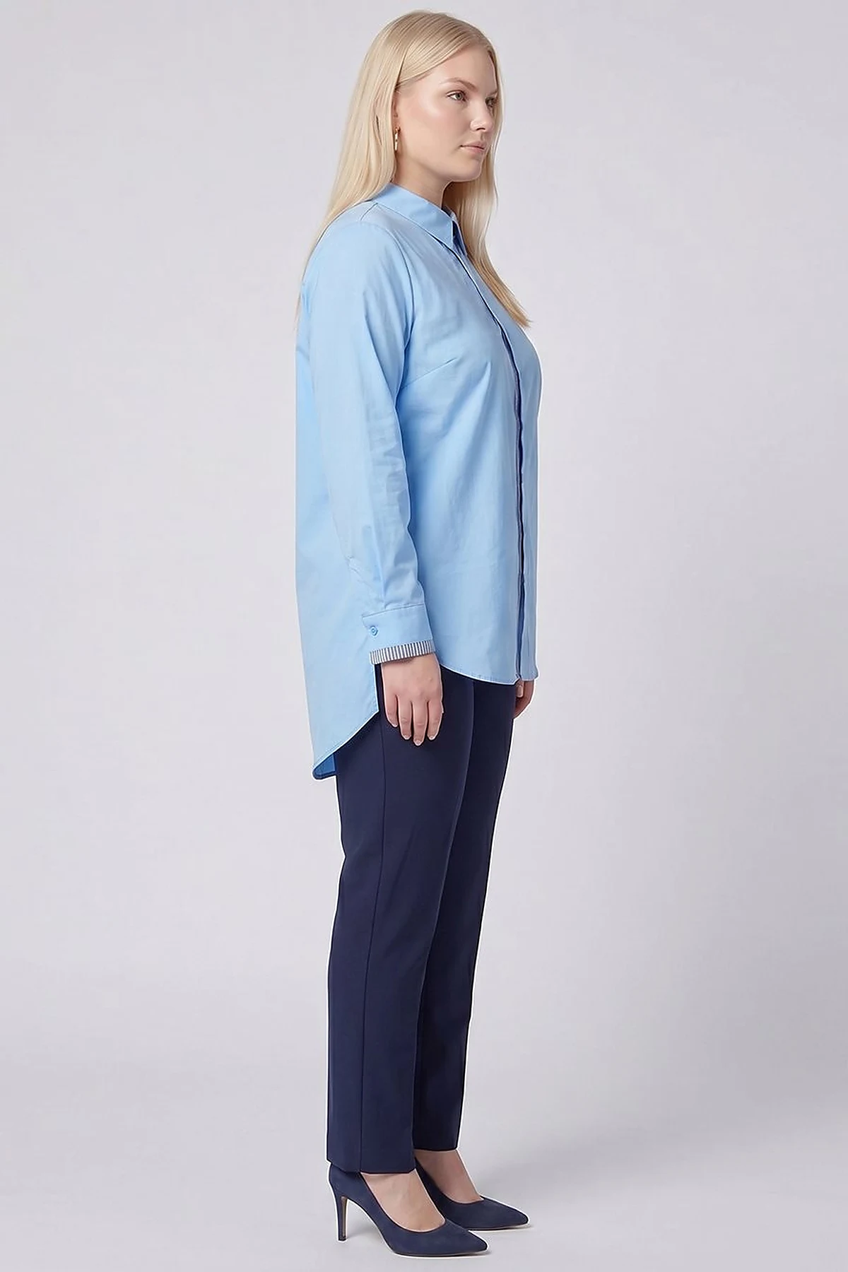 Embroidered Appliqué Cotton Tunic Blue