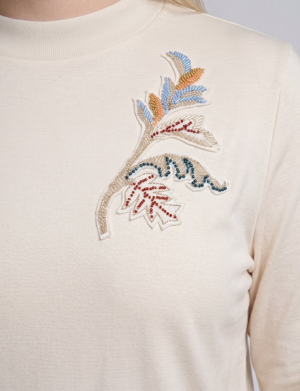 Crew Neck Knitted Tunic Cream