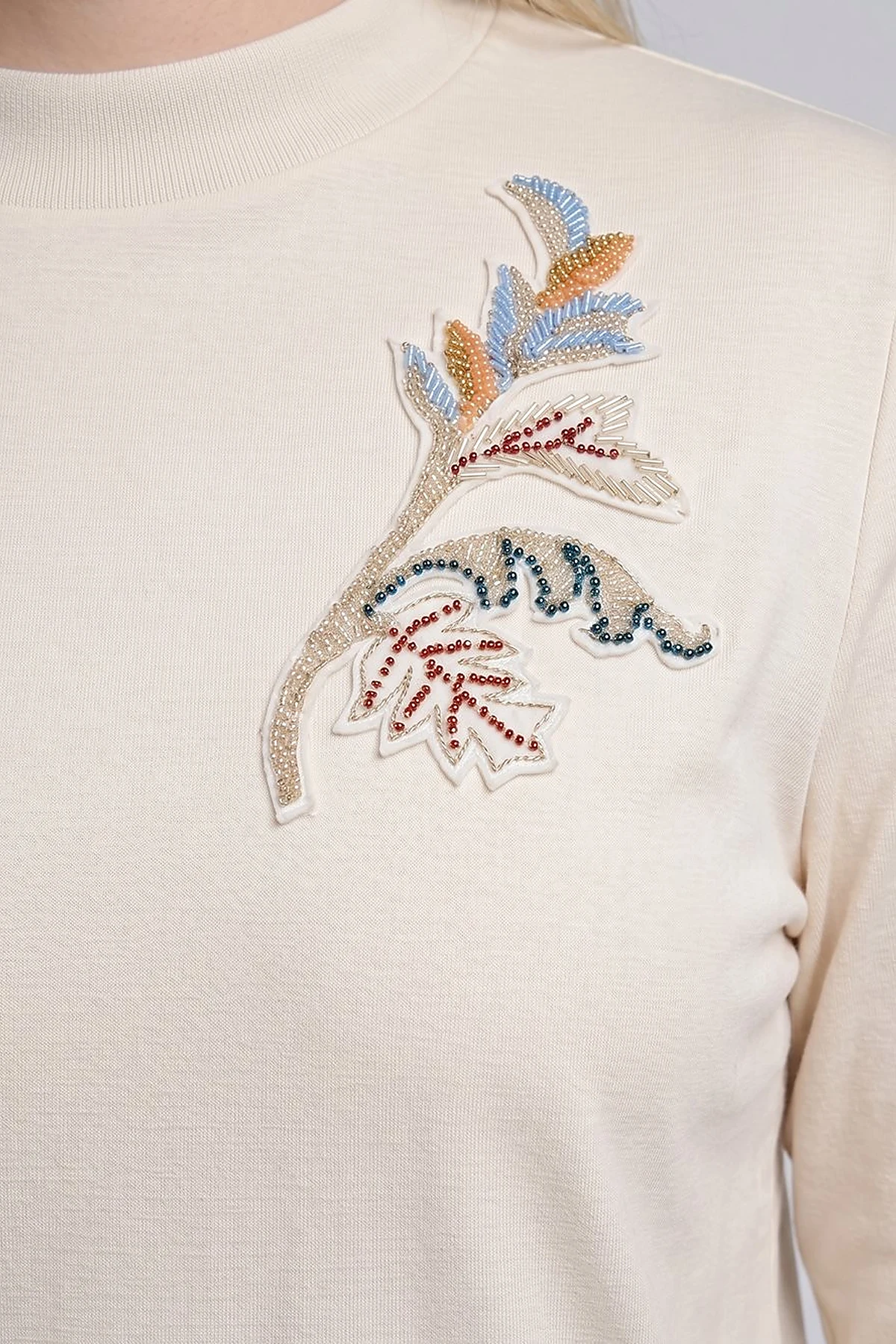 Crew Neck Knitted Tunic Cream