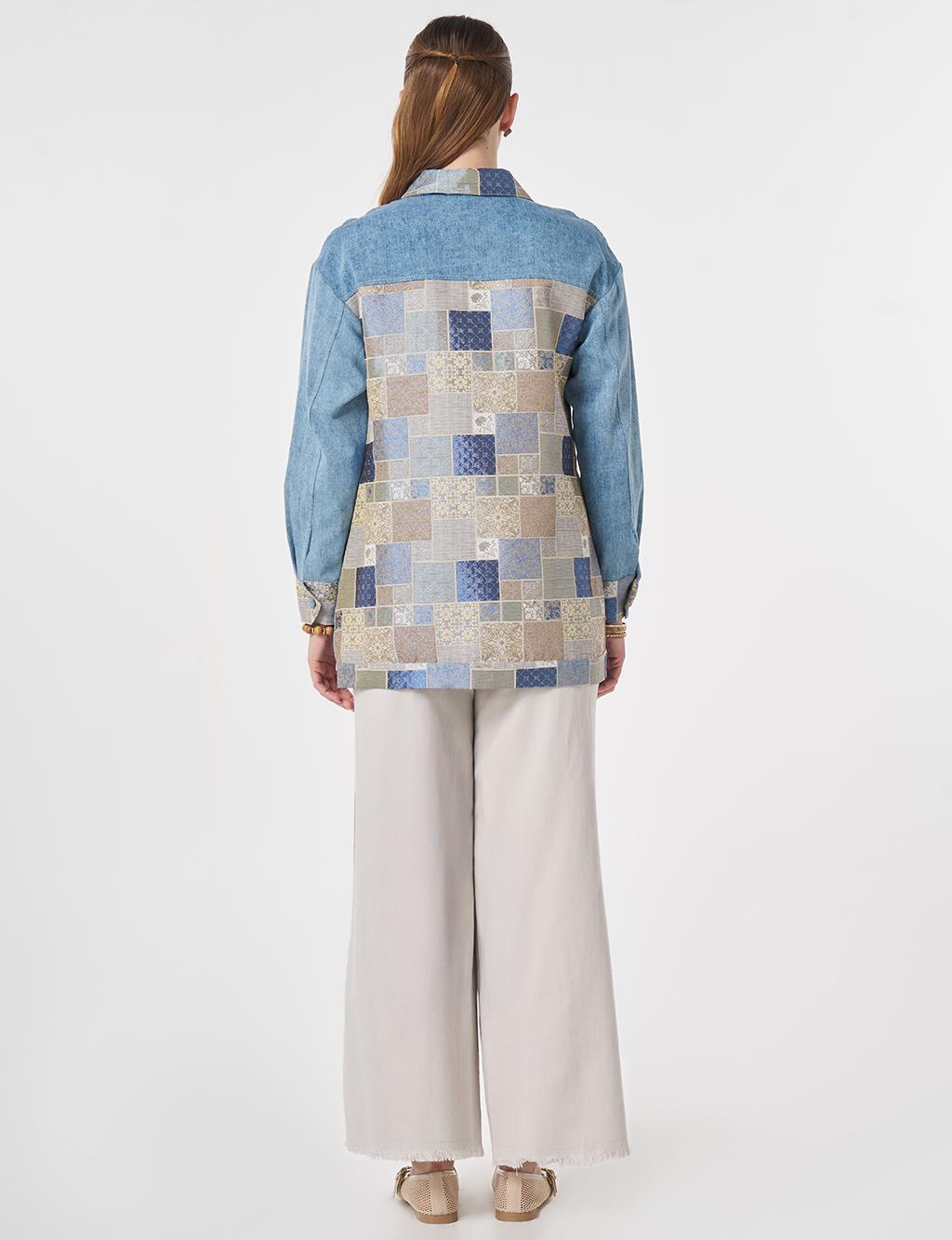 Jacquard Trim Jacket Indigo