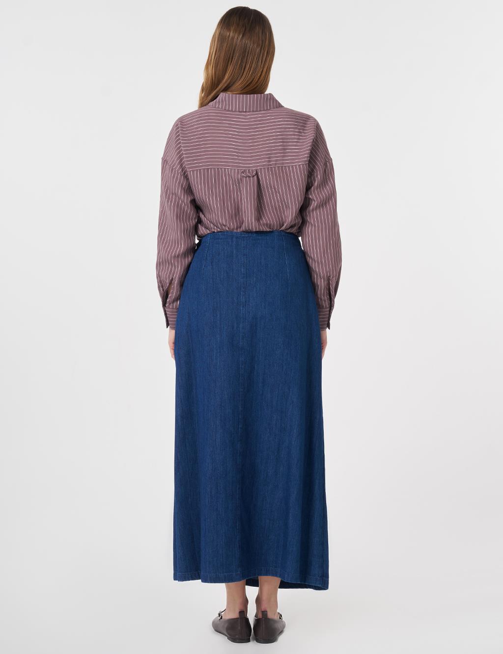 Anvelop Denim Etek İndigo