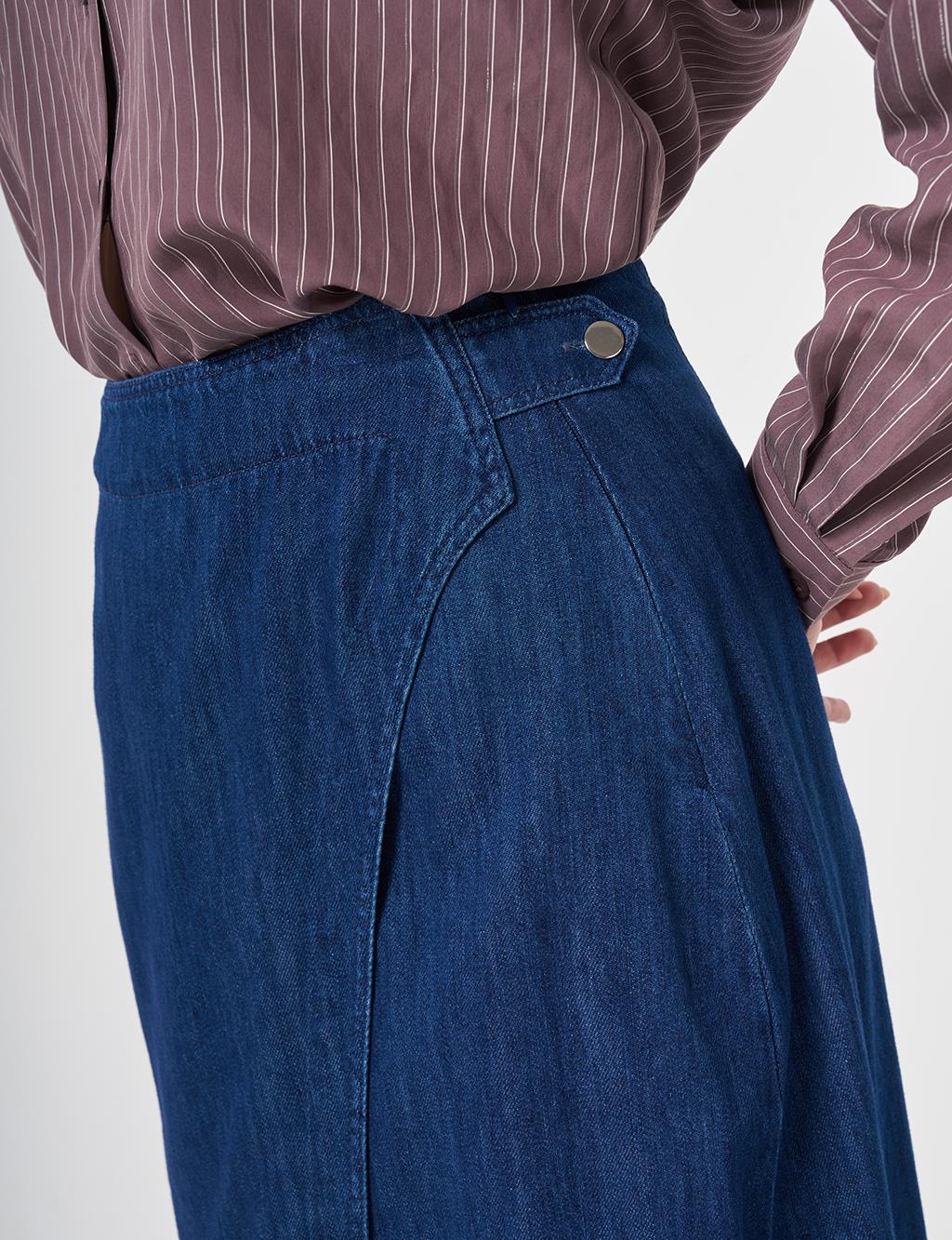 Anvelop Denim Etek İndigo