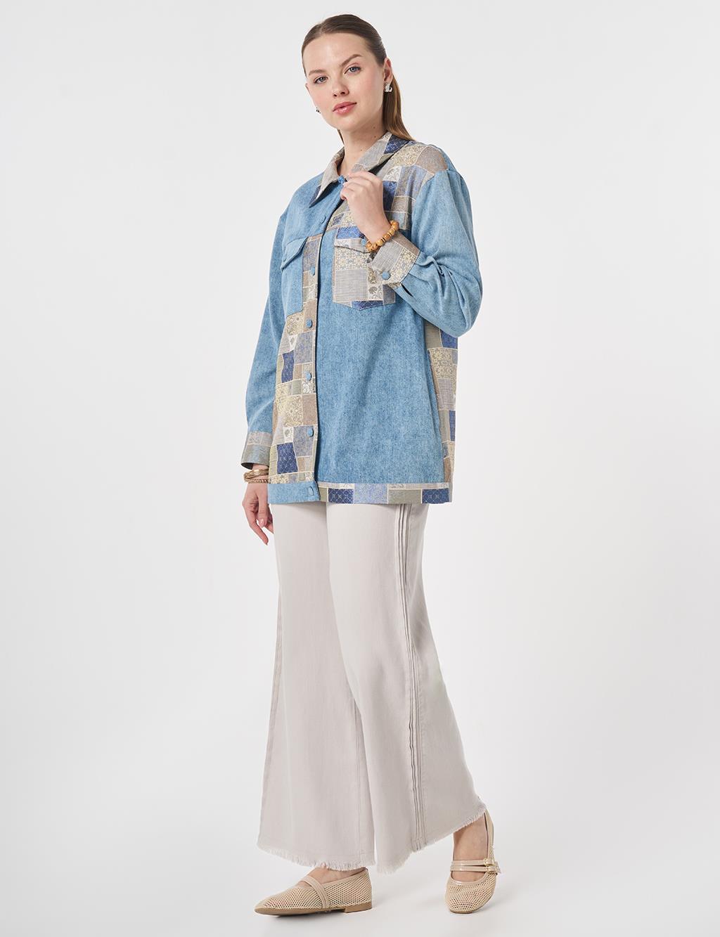 Jacquard Trim Jacket Indigo