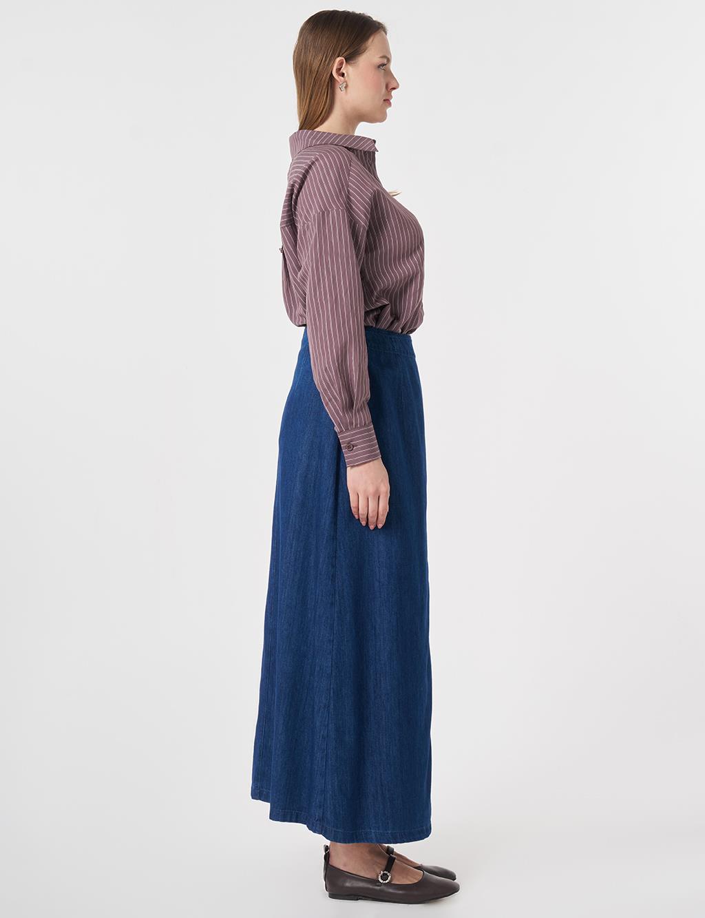 Anvelop Denim Etek İndigo