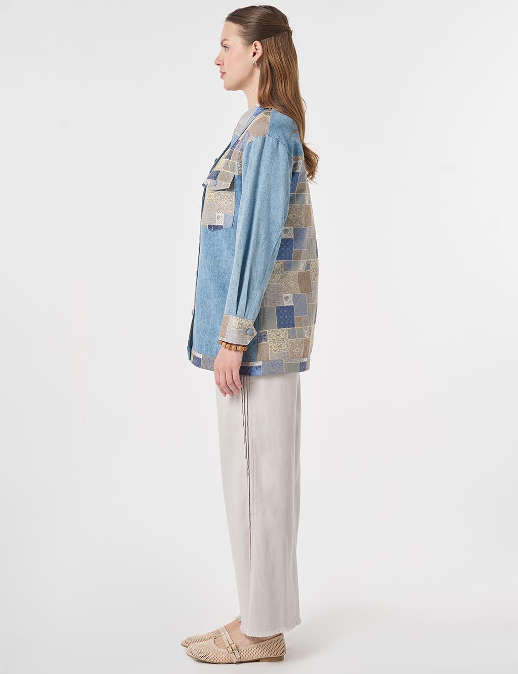 Jacquard Trim Jacket Indigo