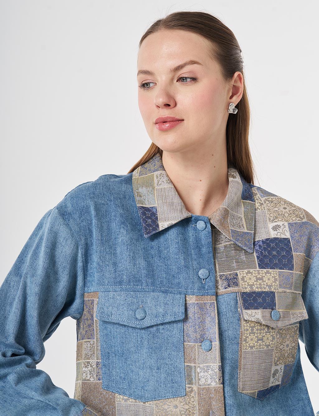 Jacquard Trim Jacket Indigo