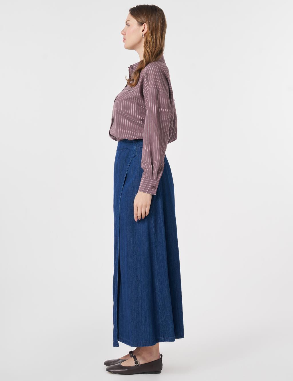 Anvelop Denim Etek İndigo