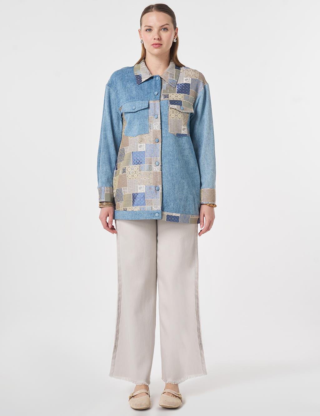 Jacquard Trim Jacket Indigo