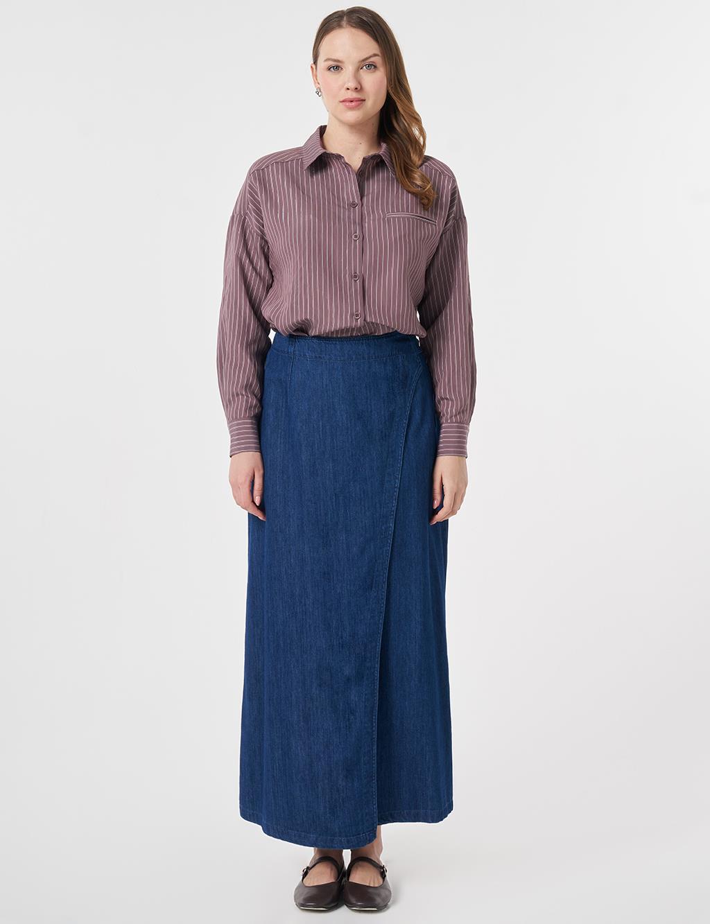 Anvelop Denim Etek İndigo