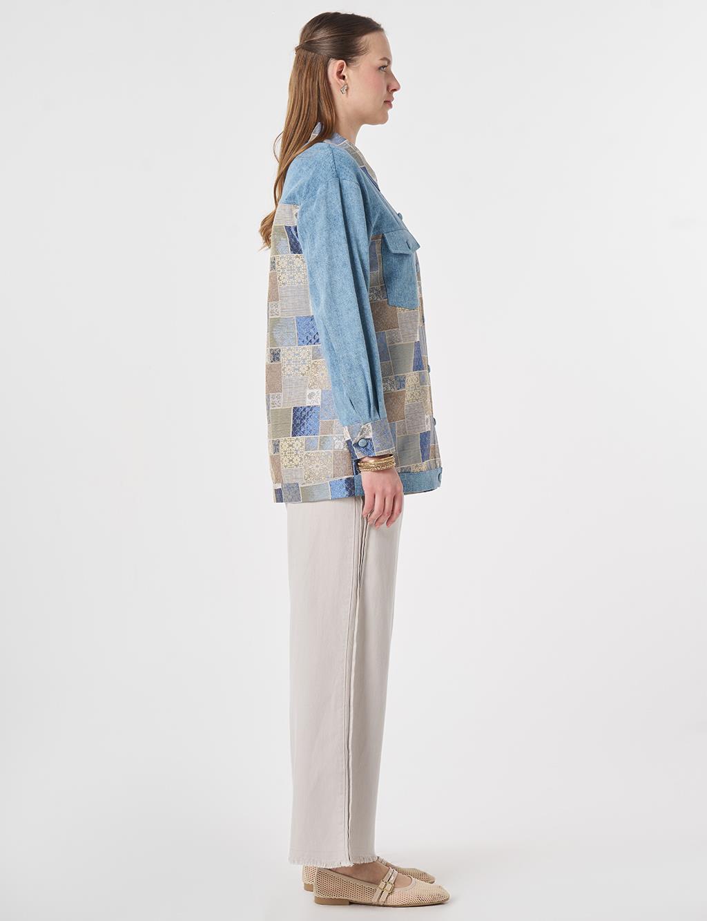 Jacquard Trim Jacket Indigo