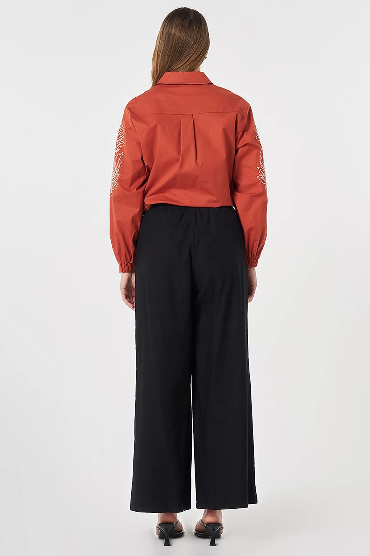 Elastic Waist Relaxed Fit Pants Black