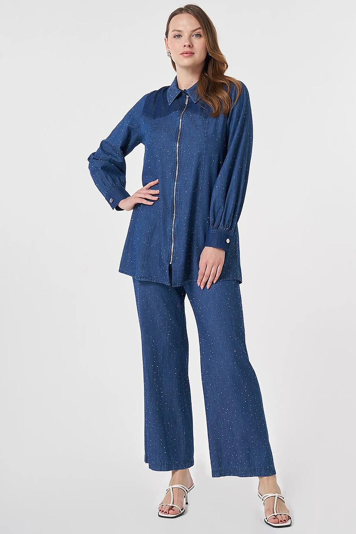 Hotfix Print Two-Piece Set Indigo