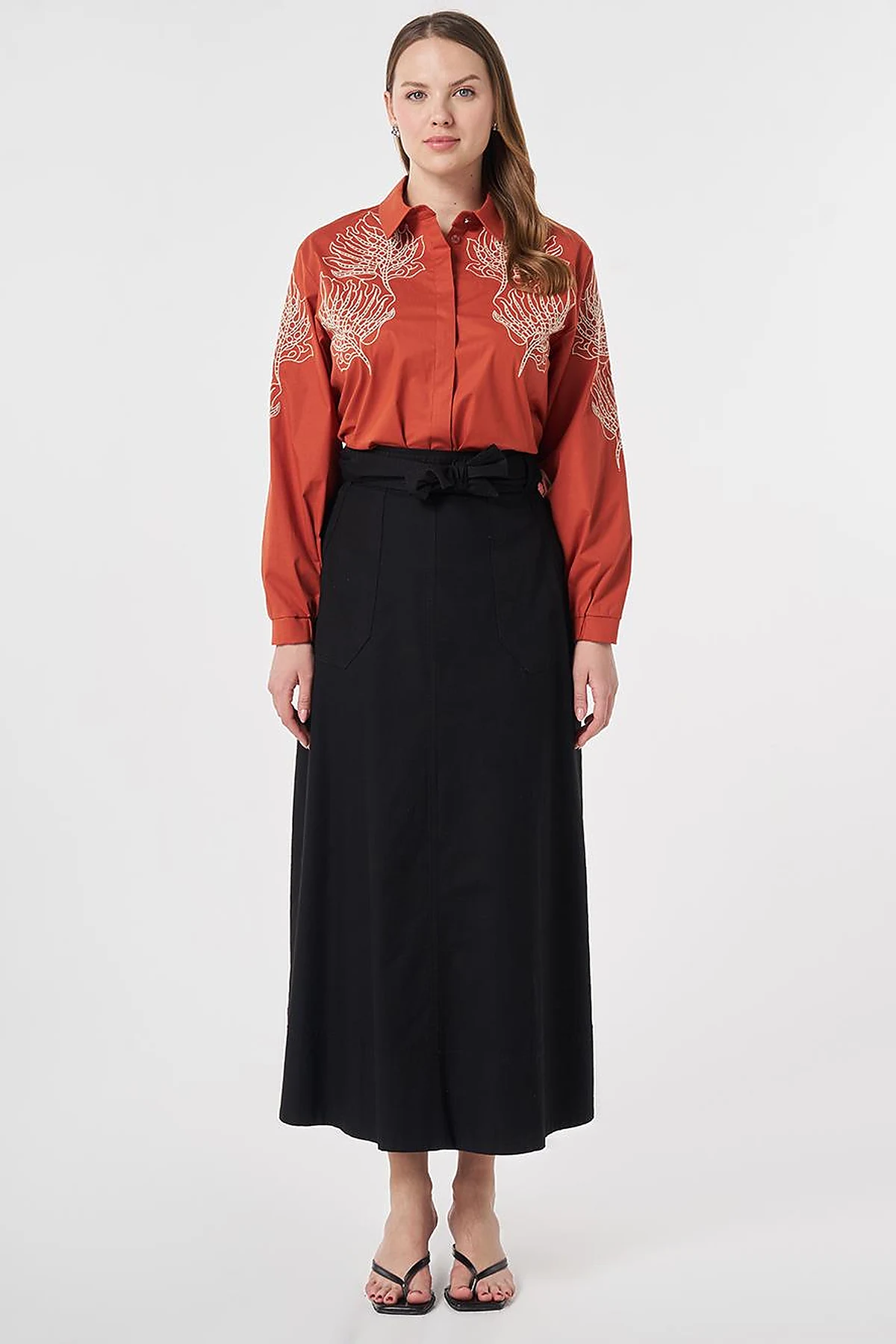 Belted Canvas Skirt Black