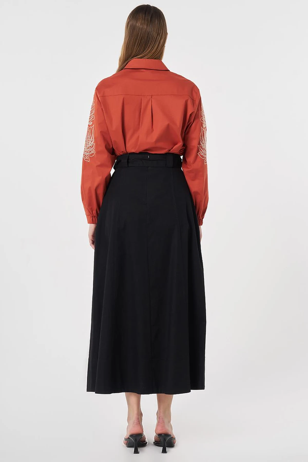 Belted Canvas Skirt Black