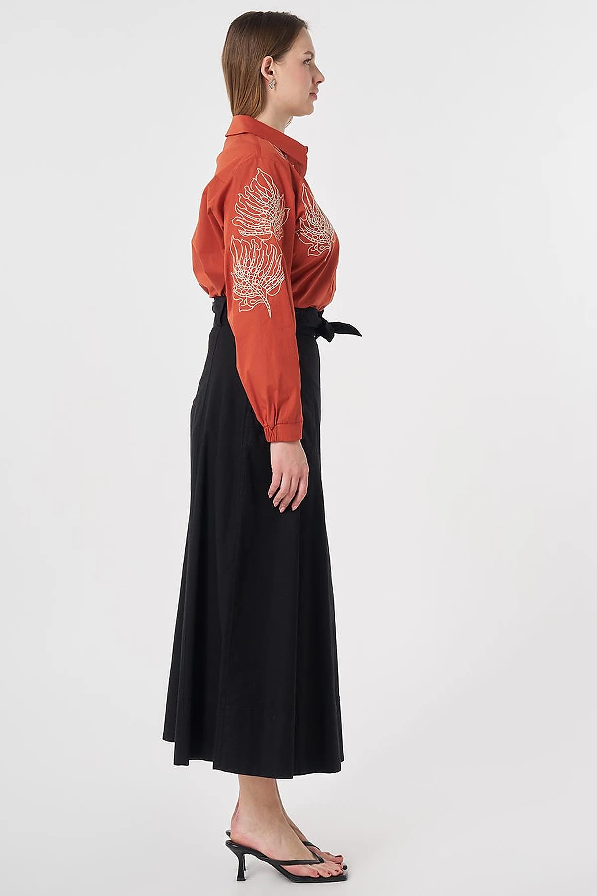 Belted Canvas Skirt Black