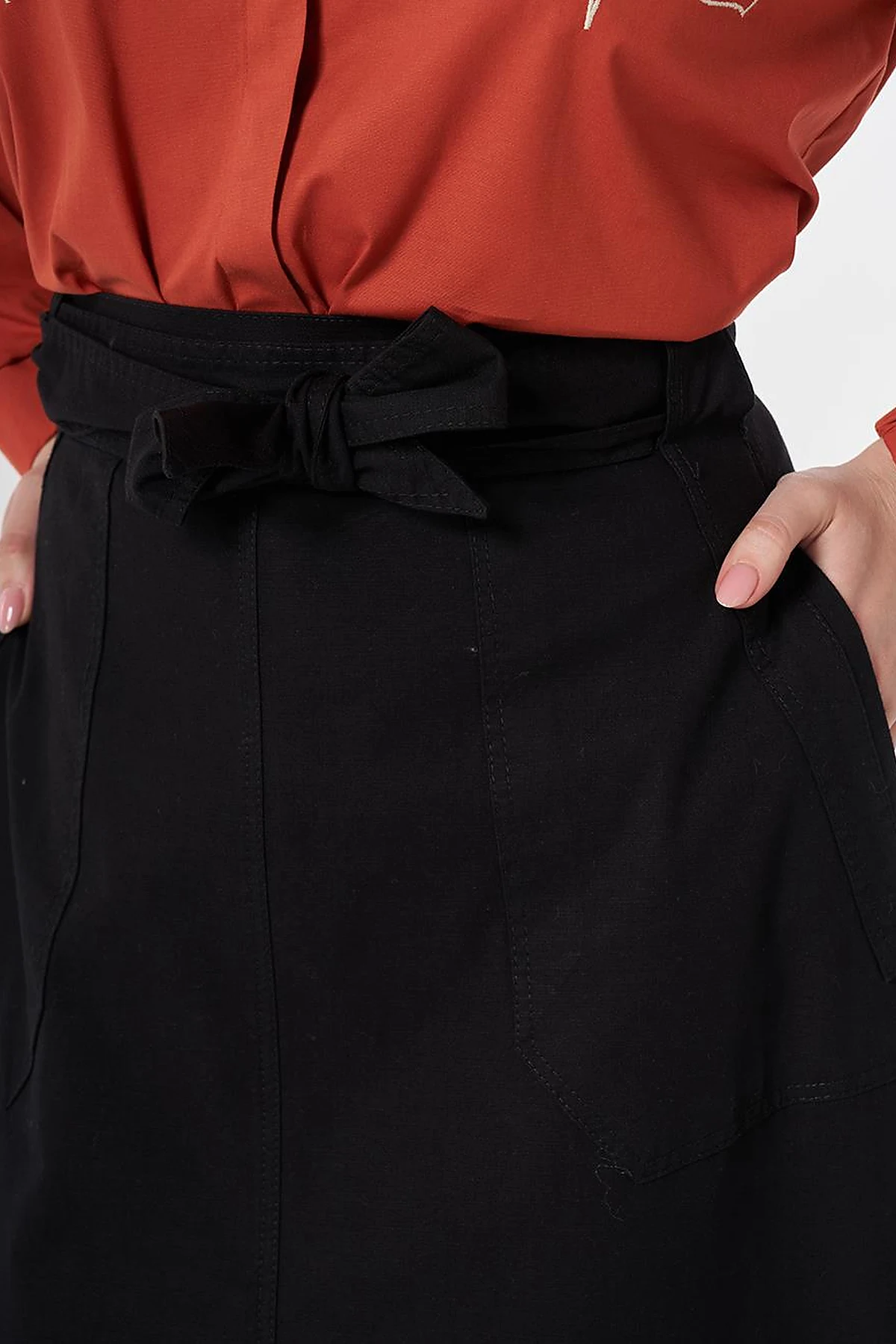 Belted Canvas Skirt Black