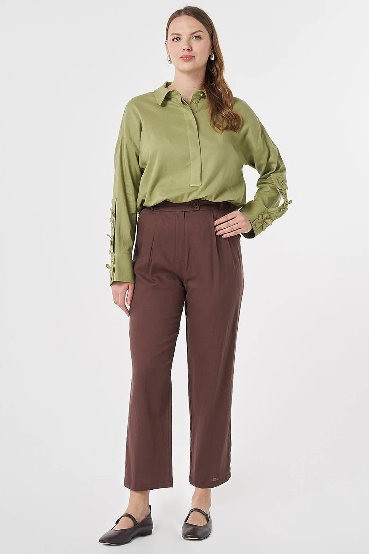 Pleated Linen Trousers Chocolate