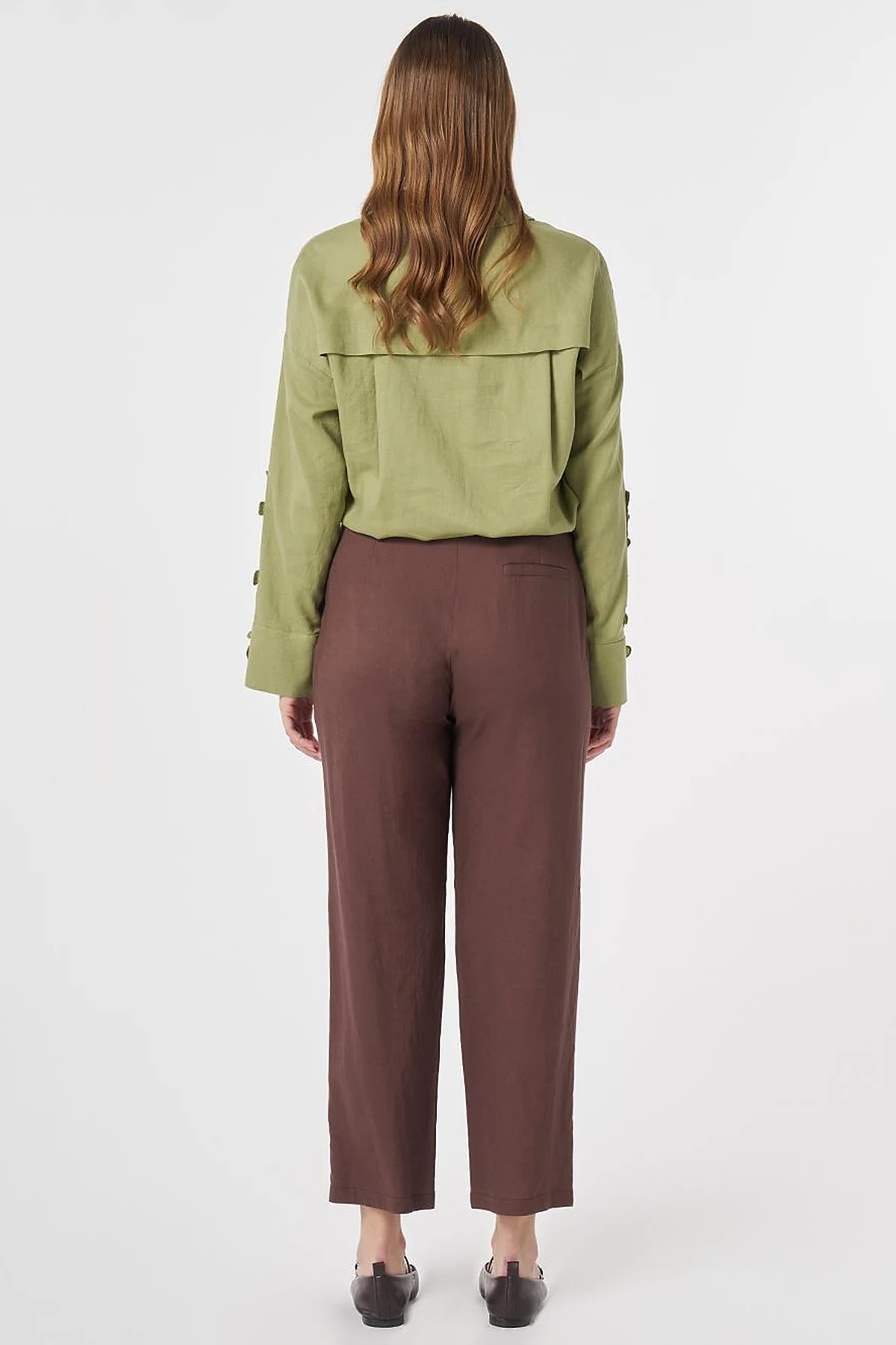 Pleated Linen Trousers Chocolate