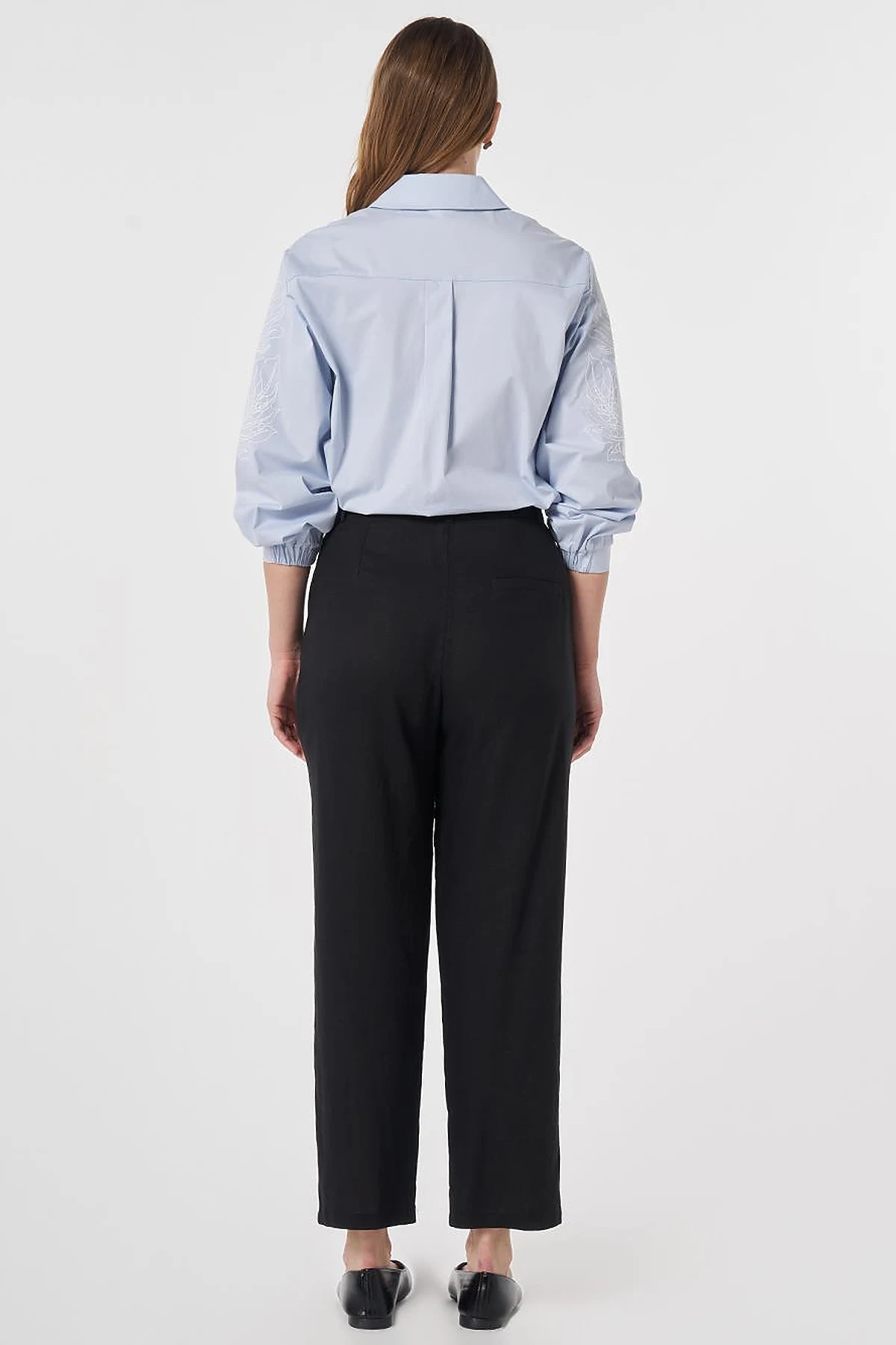 Pleated Linen Trousers Black