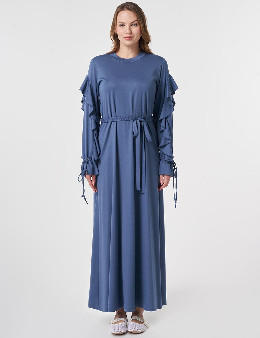 Ruffle Detail Jersey Dress Indigo