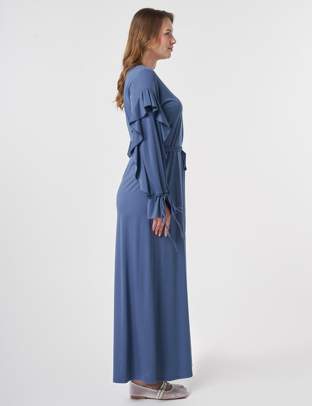 Ruffle Detail Jersey Dress Indigo