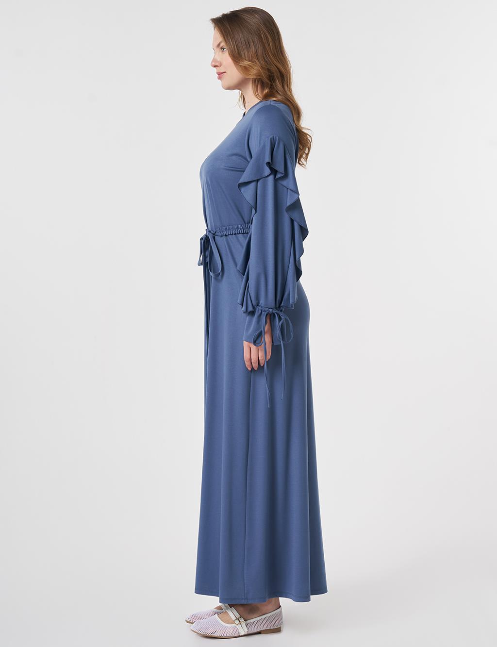 Ruffle Detail Jersey Dress Indigo
