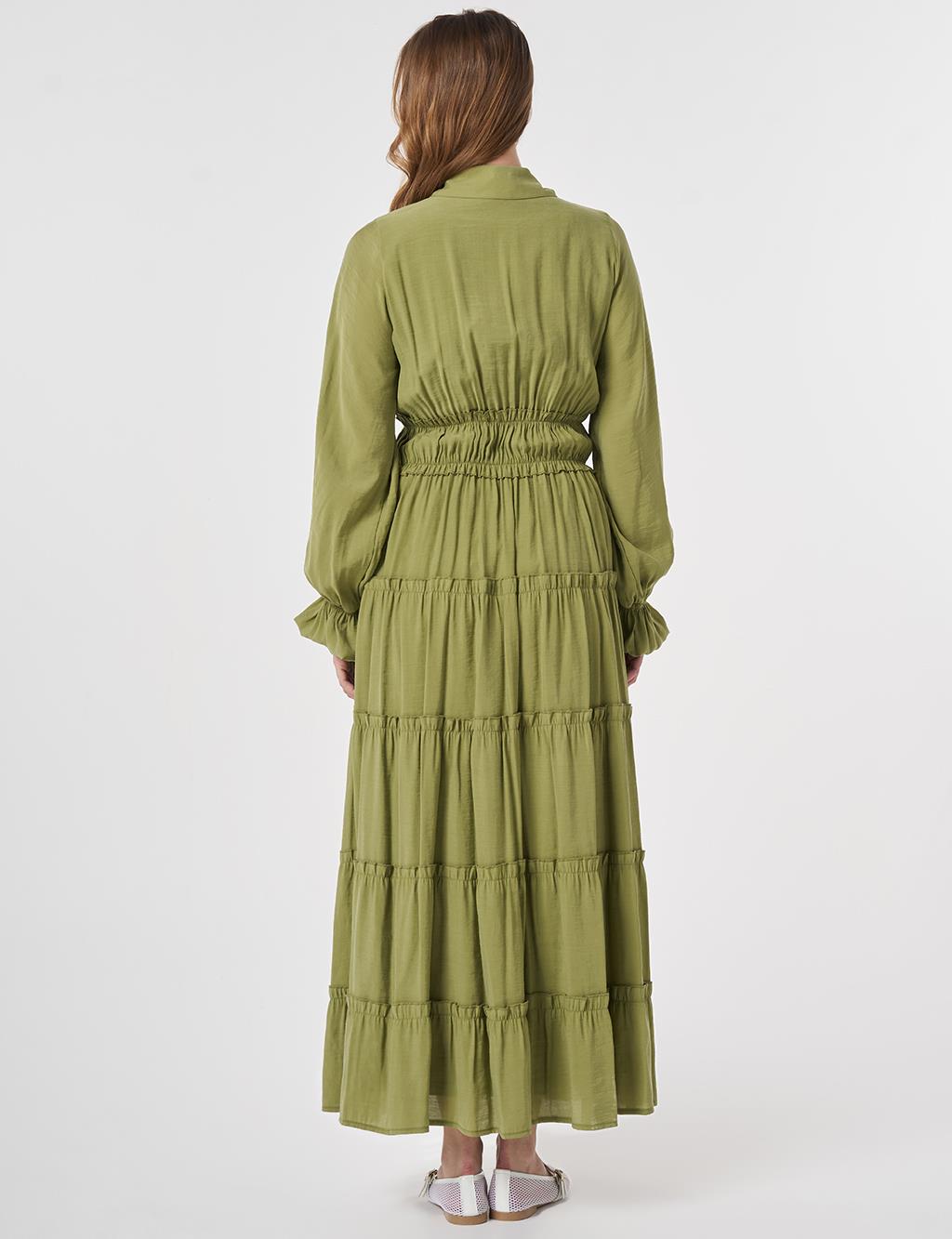 Ruffled Modal Dress Matcha Green