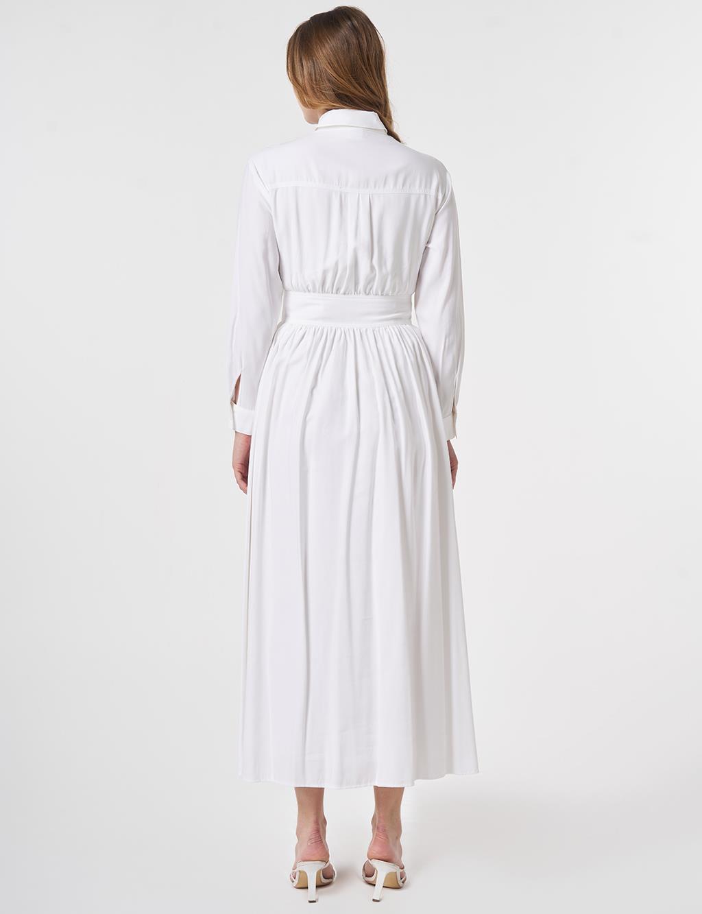 Embroidered Detail Modal Dress Optical White