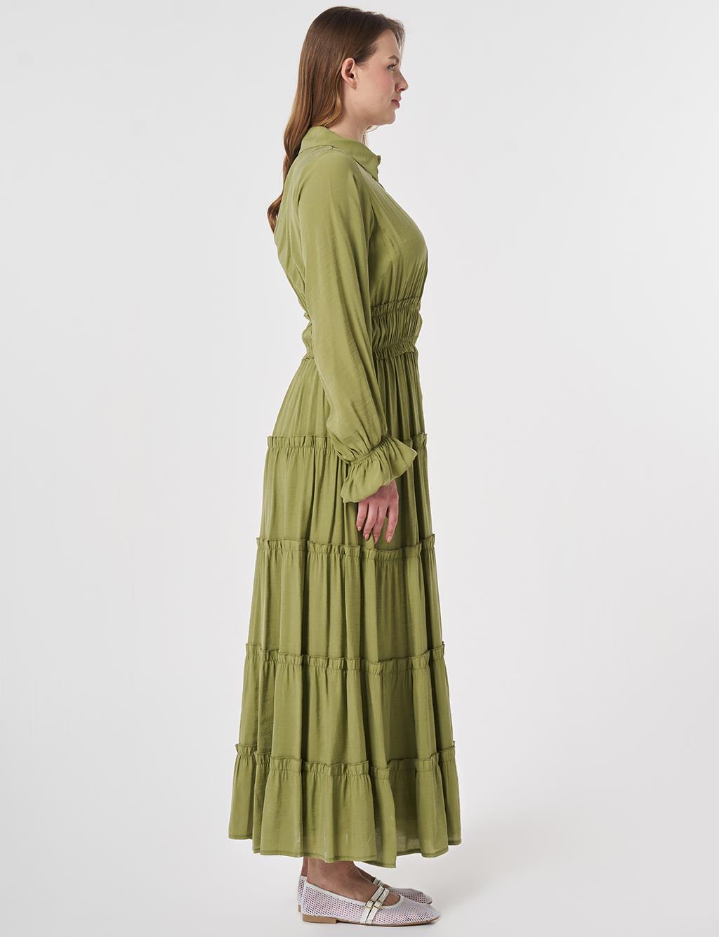 Ruffled Modal Dress Matcha Green
