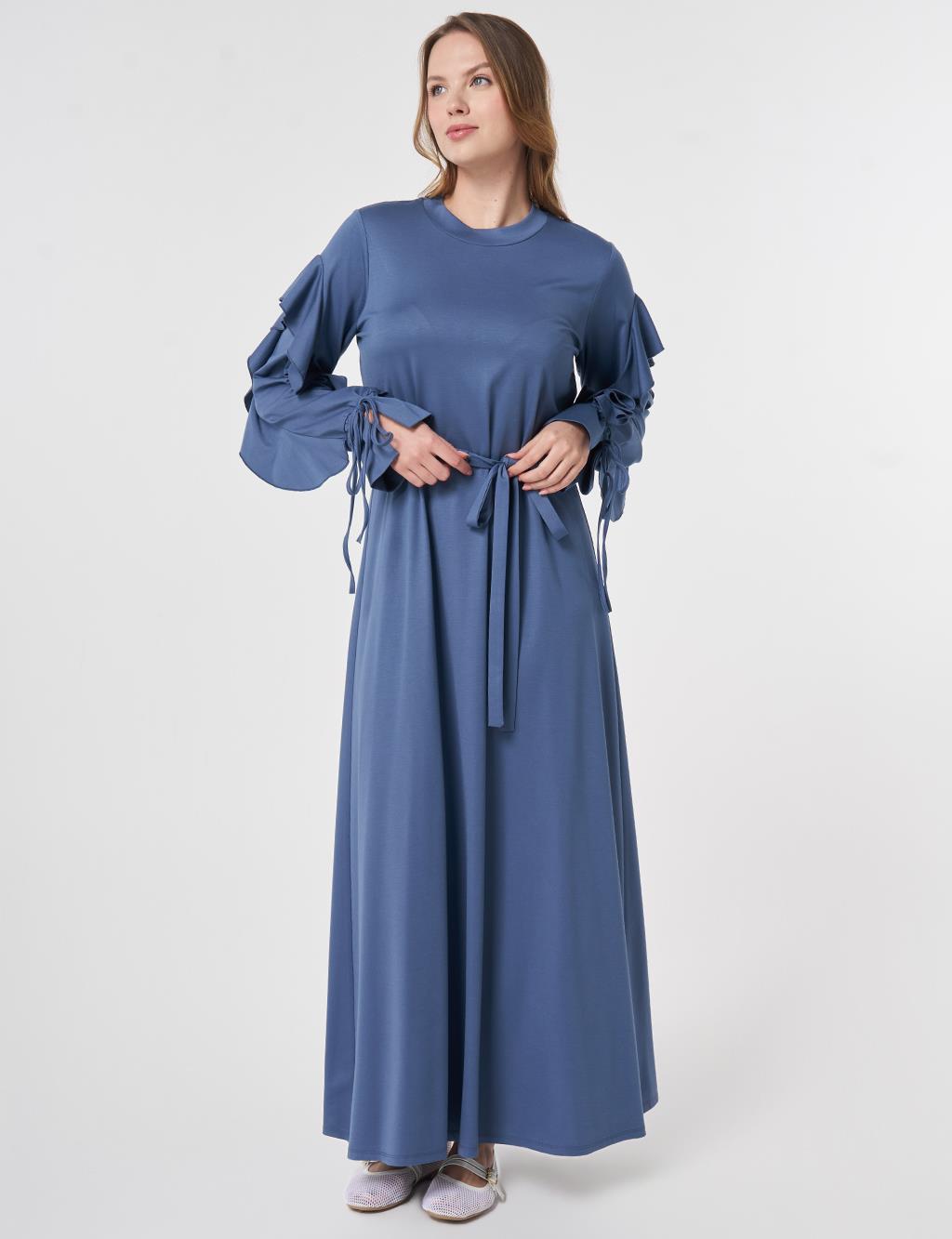 Ruffle Detail Jersey Dress Indigo
