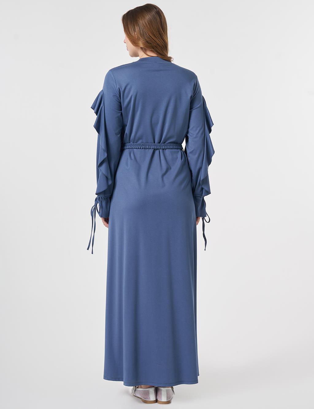 Ruffle Detail Jersey Dress Indigo