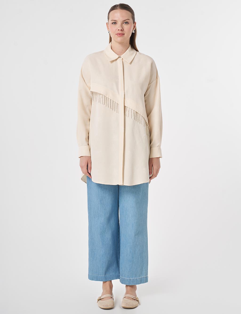 Dangling Stone Detail Modal Tunic Cream