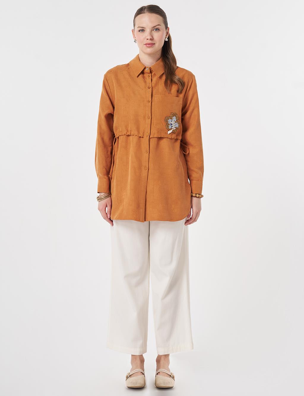 Embroidered Modal Tunic Cinnamon