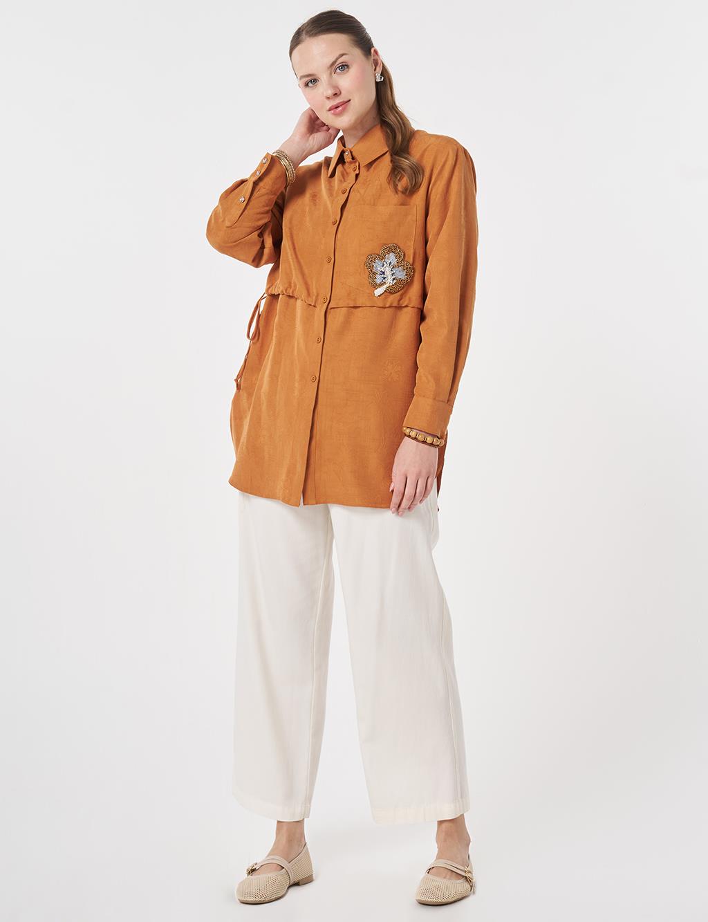 Embroidered Modal Tunic Cinnamon
